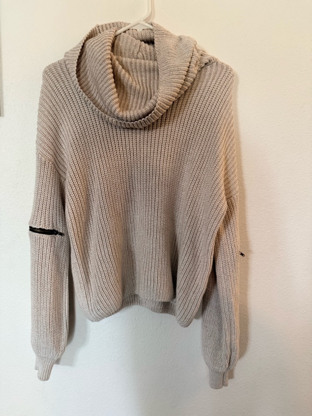 Vici Cowl Neck Knit Sweater in Light Beige